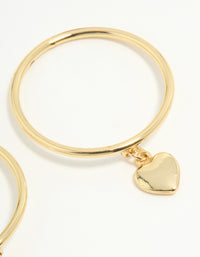 Gold Plated Dainty Heart Charm Rings 2-Pack - link has visual effect only