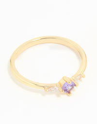 Gold Plated Purple Cubic Zirconia Dainty Stacking Rings 2-Pack - link has visual effect only