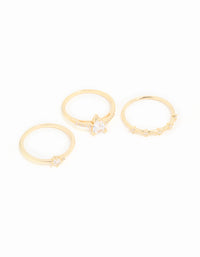 Gold Plated Elegant Pear Stacking Rings 3-Pack - link has visual effect only