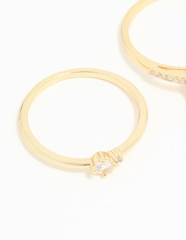 Gold Plated Elegant Pear Stacking Rings 3-Pack
