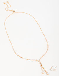 Gold Cupchain Y-Necklace & Earrings Set - link has visual effect only