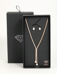 Gold Cupchain Y-Necklace & Earrings Set - link has visual effect only