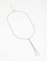 Silver Double Chain Drop Necklace - link has visual effect only