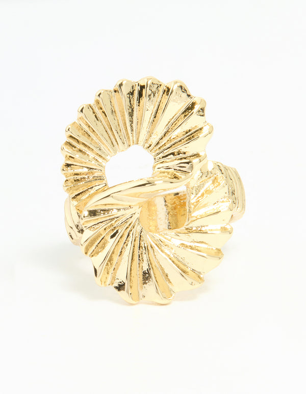 Gold Plated Textured Twist Ring