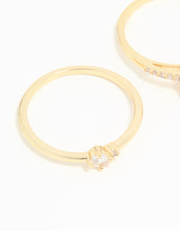 Gold Plated Cubic Zirconia Elegant Pear Stacking Rings 3-Pack - link has visual effect only