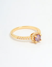 Gold Plated Pink Cubic Zirconia Mini Cushion Ring - link has visual effect only