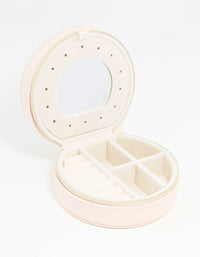 Cream PU Leather Small Round Jewellery Box - link has visual effect only