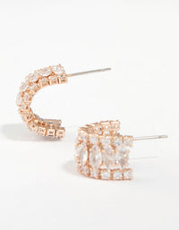 Rose Gold Plated Cubic Zirconia Medium Hoop Earrings - link has visual effect only