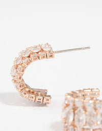 Rose Gold Plated Cubic Zirconia Medium Hoop Earrings - link has visual effect only