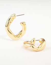 Gold Plated Twisted Wave Hoop Earrings - link has visual effect only