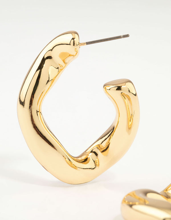 Gold Plated Twisted Wave Hoop Earrings