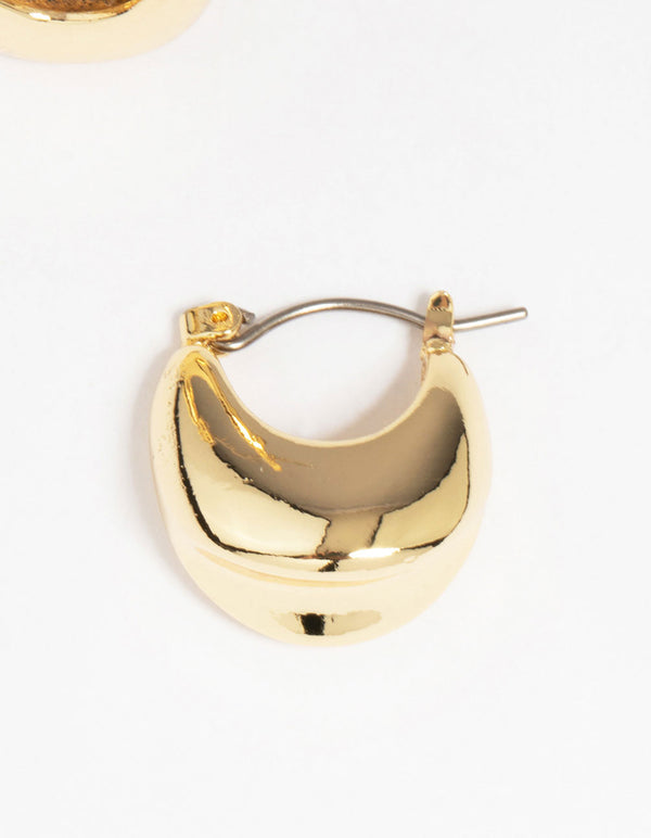 Gold Plated Thick Concave Hoop Earrings