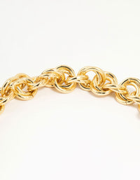 Gold Plated Double O Link Chain Necklace - link has visual effect only