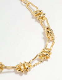 Gold Plated Station Knot & Chain Necklace - link has visual effect only