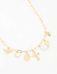 Gold Plated Cross & Pearl Charm Necklace - link has visual effect only