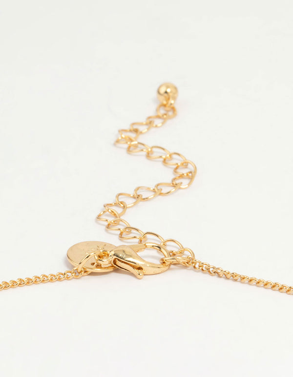 Gold Plated Cubic Zirconia Cross Necklace & Stud Earrings Set