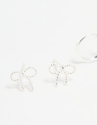 Sterling Silver Bow & Hoop Earrings 2-Pack - link has visual effect only