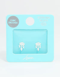 Sterling Silver Cubic Zirconia Evil Eye Drop Stud Earrings - link has visual effect only