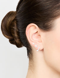 Sterling Silver Cubic Zirconia Butterfly Stud & Hoop Earrings 3-Pack - link has visual effect only