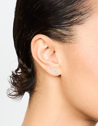 Sterling Silver Cubic Zirconia Flower Stud Earrings 2-Pack - link has visual effect only