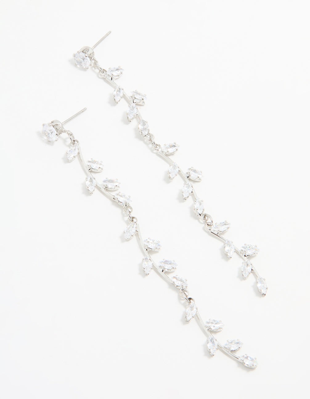 Silver Cubic Zirconia Vine Drop Earrings