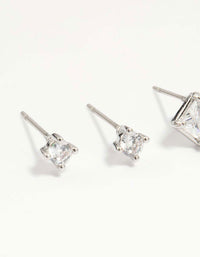 Silver Cubic Zirconia Stud & Drop Earrings 3-Pack - link has visual effect only
