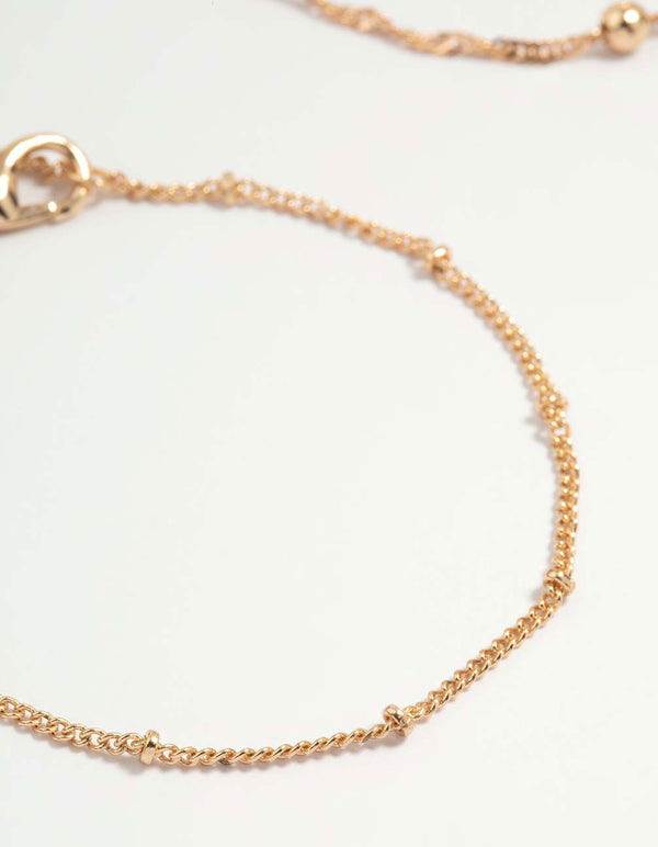 Gold Cubic Zirconia Heart Bracelet & Anklet 4-Pack