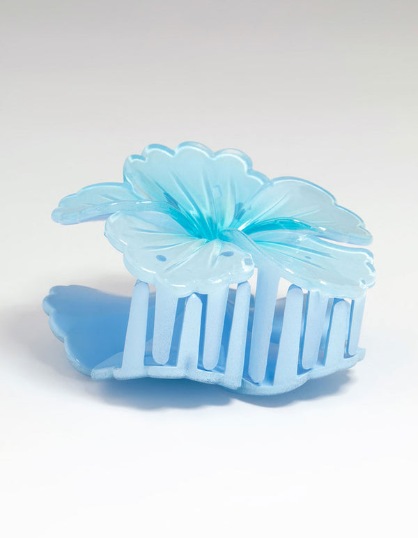 Blue Ombre Hibiscus Hair Claw Clip