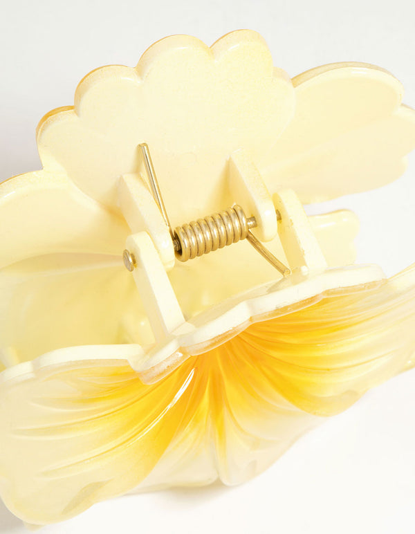 Yellow Ombre Hibiscus Hair Claw Clip