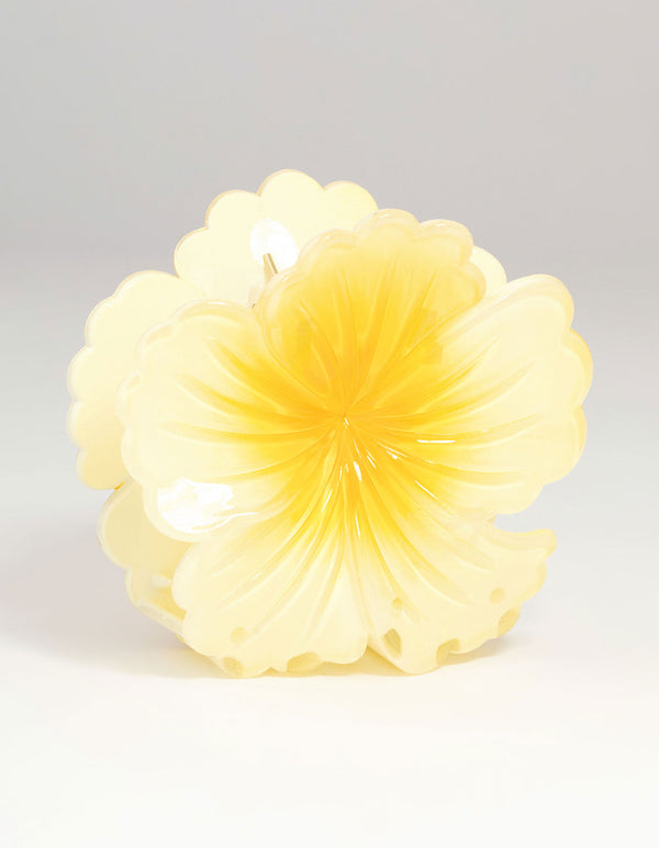 Yellow Ombre Hibiscus Hair Claw Clip