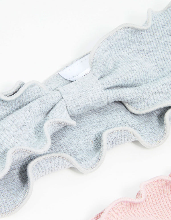 Pink & Grey Ruffled Fabric Headbands 2-Pack