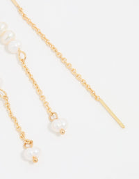 Gold Plated Freshwater Pearl Drop Threader Earrings - link has visual effect only