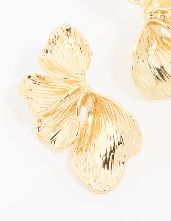 Gold Plated Leaf Stud Earrings