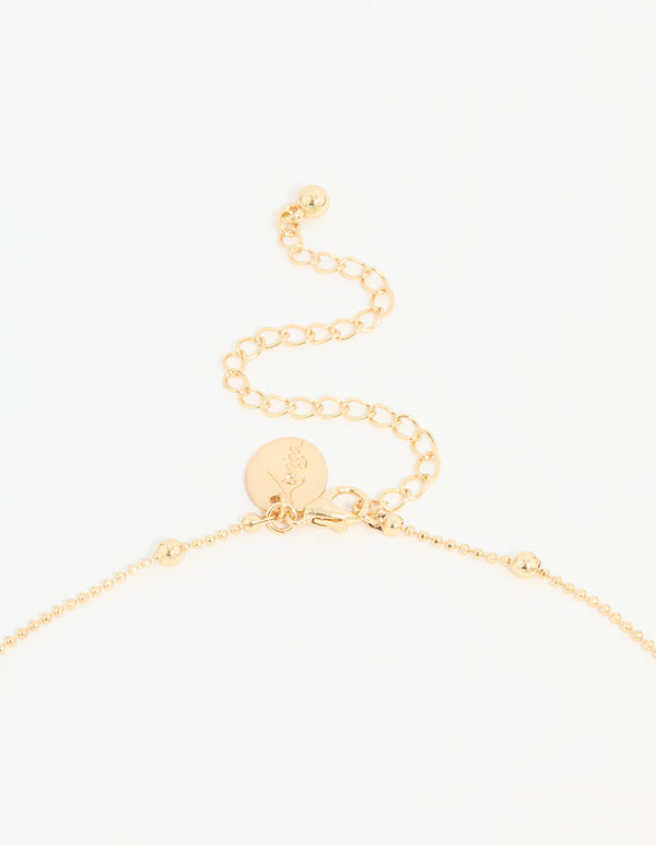 Gold Plated Stone Cross Pendant Necklace