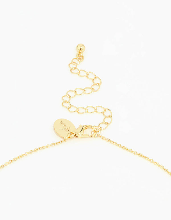 Gold Plated Green Semi Precious Cross Y-Necklace