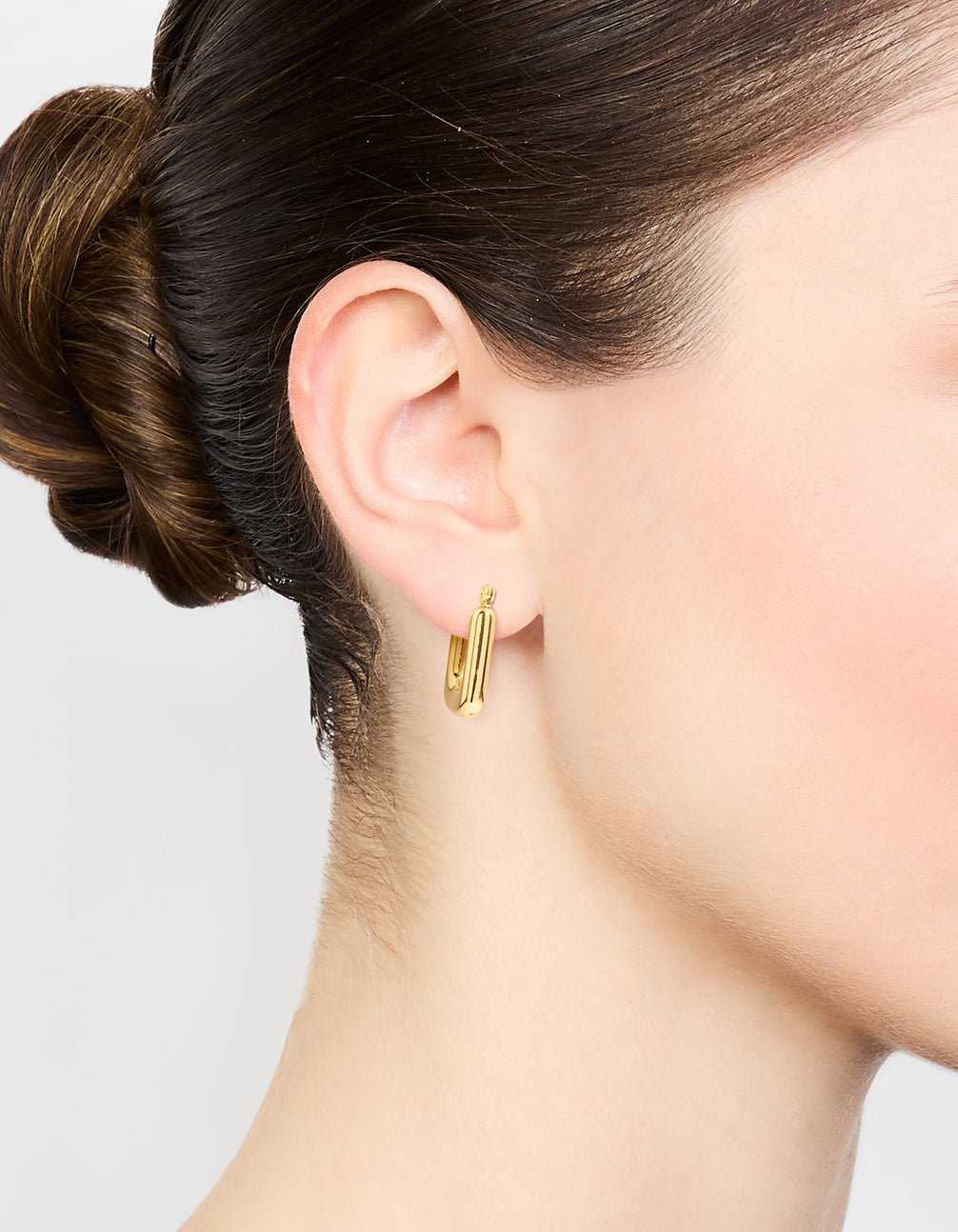 Waterproof Gold Plated Stainless Steel Organic Rectangle Hoop Earrings