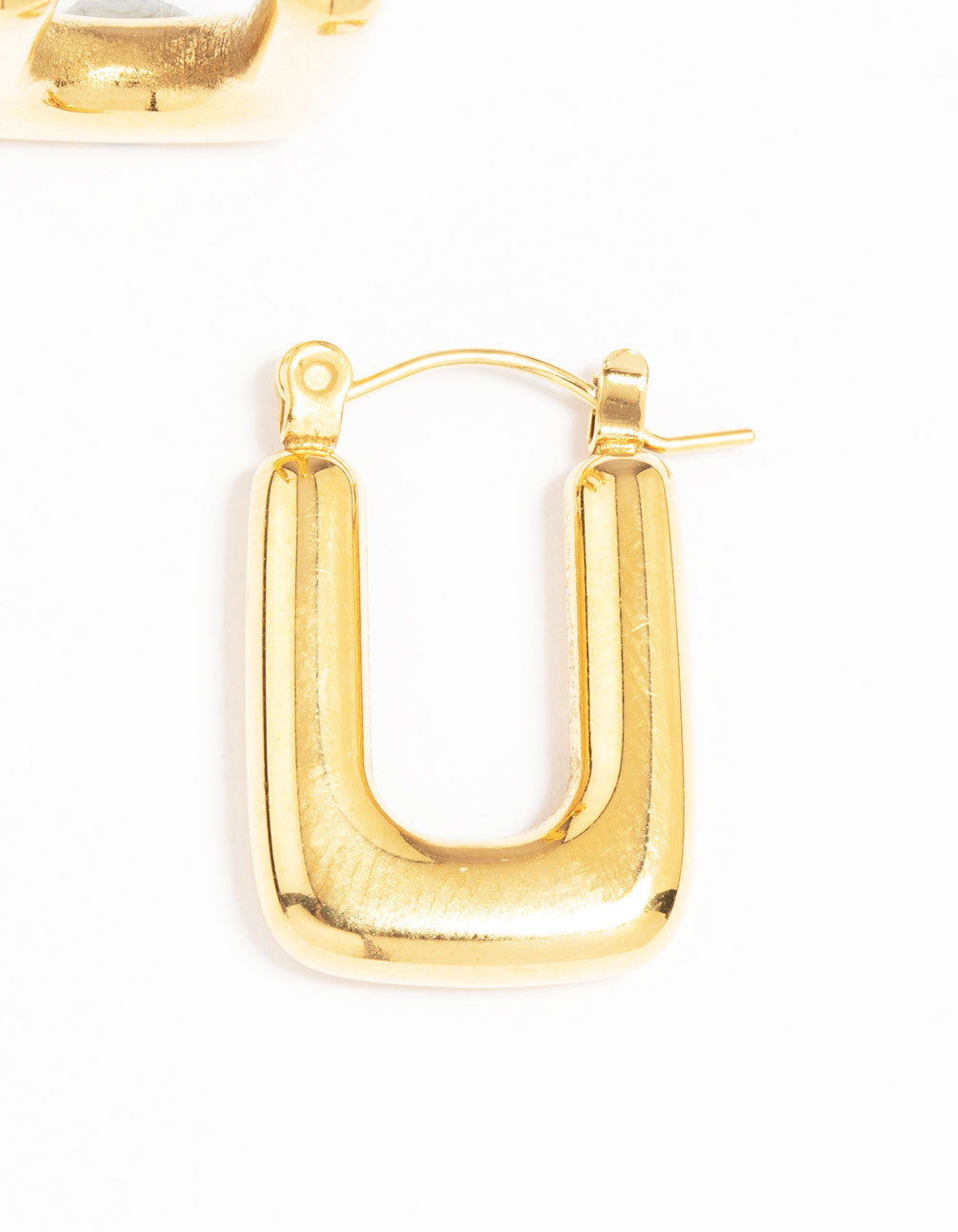 Waterproof Gold Plated Stainless Steel Organic Rectangle Hoop Earrings