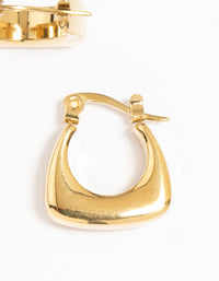 Waterproof Gold Plated Stainless Steel Thick Bottom Curved Hoop Earrings - link has visual effect only