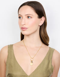 Waterproof Gold Plated Stainless Steel Cubic Zirconia Cluster Charm Necklace - link has visual effect only
