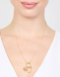 Waterproof Gold Plated Stainless Steel Cubic Zirconia Cluster Charm Hoop Necklace - link has visual effect only