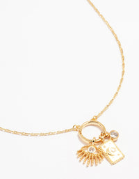 Waterproof Gold Plated Stainless Steel Cubic Zirconia Cluster Charm Hoop Necklace - link has visual effect only