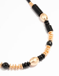 Gold & Black Beaded Layered Necklace - link has visual effect only