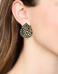 Rose Gold Green Diamante Teardrop Stud Earrings - link has visual effect only