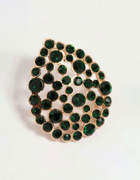 Rose Gold Green Diamante Teardrop Stud Earrings - link has visual effect only