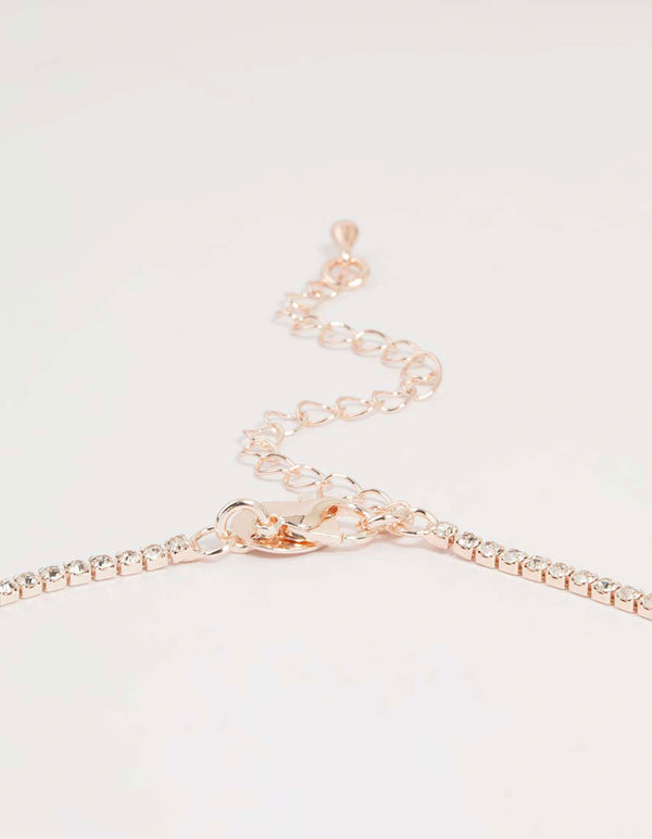 Rose Gold Floral Vine Cascading Necklace & Earrings Set