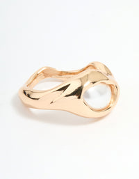 Gold Pearl Molten Circle Ring - link has visual effect only