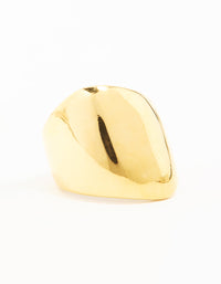 Waterproof Gold Plated Stainless Steel Statement Rectangle Ring - link has visual effect only