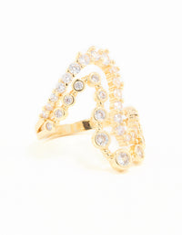 Gold Plated Cubic Zirconia Open Wave Ring - link has visual effect only