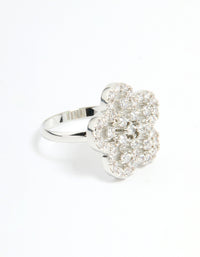 Silver Cubic Zirconia Statement Flower Ring - link has visual effect only