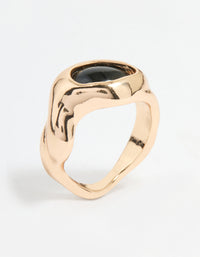 Gold Black Stone Circle Ring - link has visual effect only